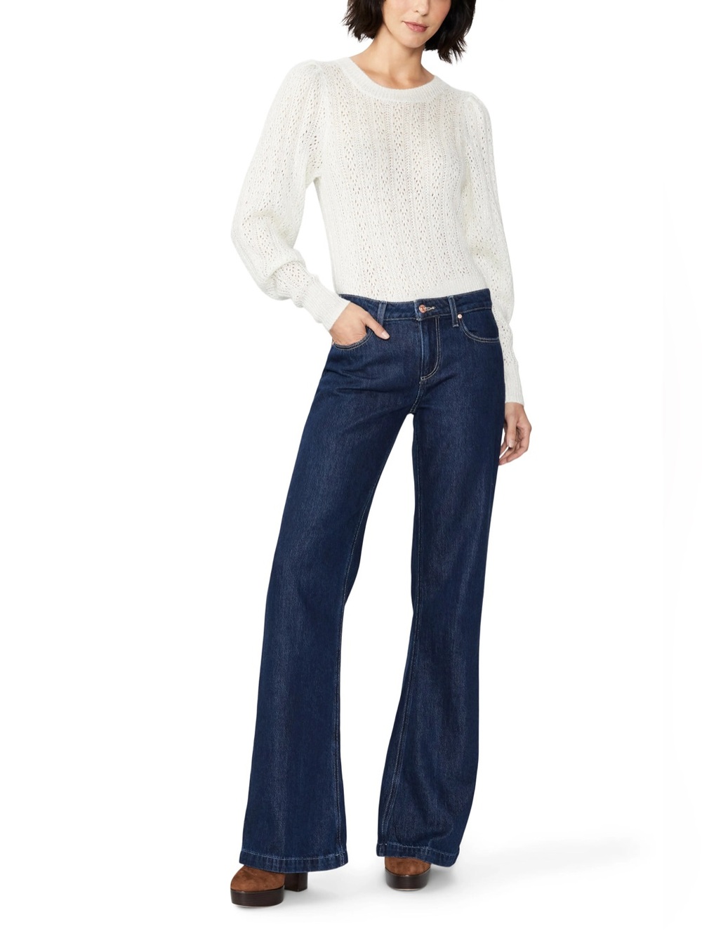 PAIGE Sonja Wide Leg Trouser Designer Jeans Size 32 NWT Blue